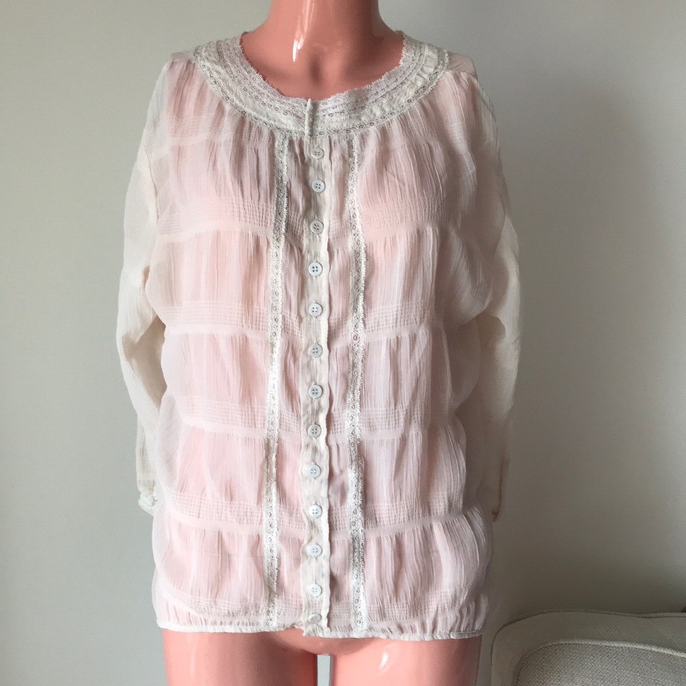 Sheer Lace Long Sleeved Top